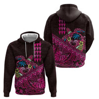 Hawaiian Abstract Sea Turtle Hoodie Polynesian Tapa Art and Kakau Tattoo Pink WaterColor LT03 - Polynesian Pride