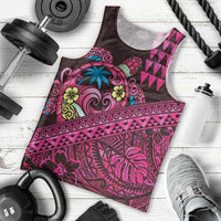 Hawaiian Abstract Sea Turtle Men Tank Top Polynesian Tapa Art and Kakau Tattoo Pink WaterColor LT03 - Polynesian Pride