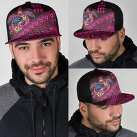 Hawaiian Abstract Sea Turtle Mesh Trucker Cap Polynesian Tapa Art and Kakau Tattoo Pink WaterColor LT03 - Polynesian Pride