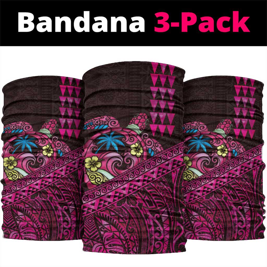 Hawaiian Abstract Sea Turtle Neck Gaiter Polynesian Tapa Art and Kakau Tattoo Pink WaterColor LT03 package One Size: 25*50cm Black - Polynesian Pride
