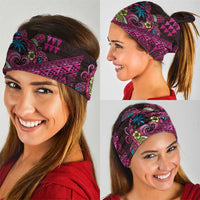 Hawaiian Abstract Sea Turtle Neck Gaiter Polynesian Tapa Art and Kakau Tattoo Pink WaterColor LT03 - Polynesian Pride