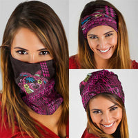 Hawaiian Abstract Sea Turtle Neck Gaiter Polynesian Tapa Art and Kakau Tattoo Pink WaterColor LT03 - Polynesian Pride