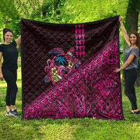 Hawaiian Abstract Sea Turtle Quilt Polynesian Tapa Art and Kakau Tattoo Pink WaterColor LT03 - Polynesian Pride