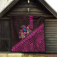 Hawaiian Abstract Sea Turtle Quilt Polynesian Tapa Art and Kakau Tattoo Pink WaterColor LT03 - Polynesian Pride