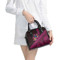 Hawaiian Abstract Sea Turtle Shoulder Handbag Polynesian Tapa Art and Kakau Tattoo Pink WaterColor LT03 - Polynesian Pride