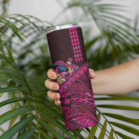 Hawaiian Abstract Sea Turtle Skinny Tumbler Polynesian Tapa Art and Kakau Tattoo Pink WaterColor LT03 - Polynesian Pride