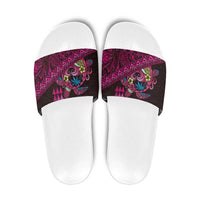 Hawaiian Abstract Sea Turtle Slide Sandals Polynesian Tapa Art and Kakau Tattoo Pink WaterColor LT03 Black - Polynesian Pride