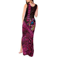 Hawaiian Abstract Sea Turtle Tank Maxi Dress Polynesian Tapa Art and Kakau Tattoo Pink WaterColor LT03 - Polynesian Pride