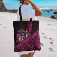 Hawaiian Abstract Sea Turtle Tote Bag Polynesian Tapa Art and Kakau Tattoo Pink WaterColor LT03 - Polynesian Pride