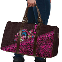 Hawaiian Abstract Sea Turtle Travel Bag Polynesian Tapa Art and Kakau Tattoo Pink WaterColor LT03 - Polynesian Pride