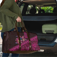 Hawaiian Abstract Sea Turtle Travel Bag Polynesian Tapa Art and Kakau Tattoo Pink WaterColor LT03 - Polynesian Pride