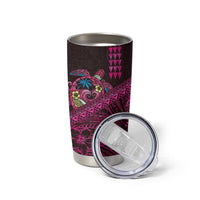 Hawaiian Abstract Sea Turtle Tumbler Cup Polynesian Tapa Art and Kakau Tattoo Pink WaterColor LT03 - Polynesian Pride