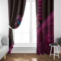 Hawaiian Abstract Sea Turtle Window Curtain Polynesian Tapa Art and Kakau Tattoo Pink WaterColor LT03 - Polynesian Pride