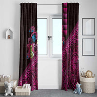 Hawaiian Abstract Sea Turtle Window Curtain Polynesian Tapa Art and Kakau Tattoo Pink WaterColor LT03 - Polynesian Pride