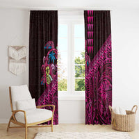 Hawaiian Abstract Sea Turtle Window Curtain Polynesian Tapa Art and Kakau Tattoo Pink WaterColor LT03 - Polynesian Pride