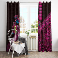 Hawaiian Abstract Sea Turtle Window Curtain Polynesian Tapa Art and Kakau Tattoo Pink WaterColor LT03 - Polynesian Pride