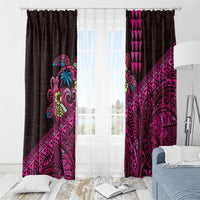 Hawaiian Abstract Sea Turtle Window Curtain Polynesian Tapa Art and Kakau Tattoo Pink WaterColor LT03 - Polynesian Pride
