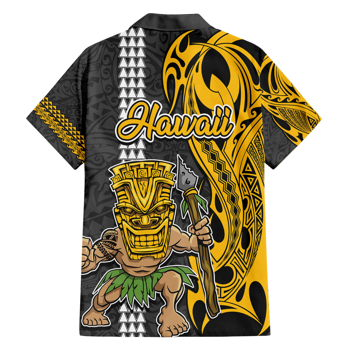 Hawaii Island Family Matching Long Sleeve Bodycon Dress and Hawaiian Shirt Hawaiian Warrior and Kakau Symbols Abstract Tattoo LT03 - Polynesian Pride