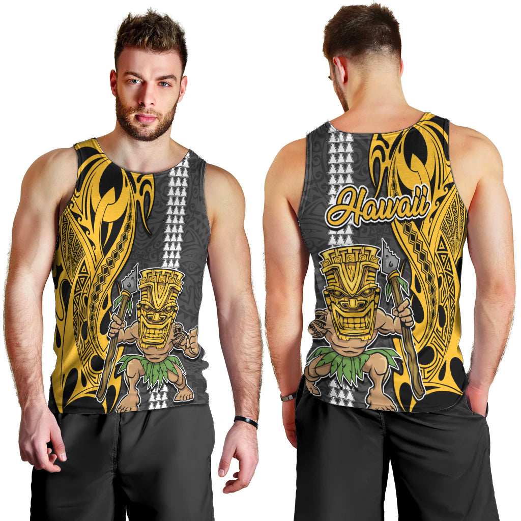 Hawaii Island Men Tank Top Hawaiian Warrior and Kakau Symbols Abstract Tattoo LT03 - Polynesian Pride