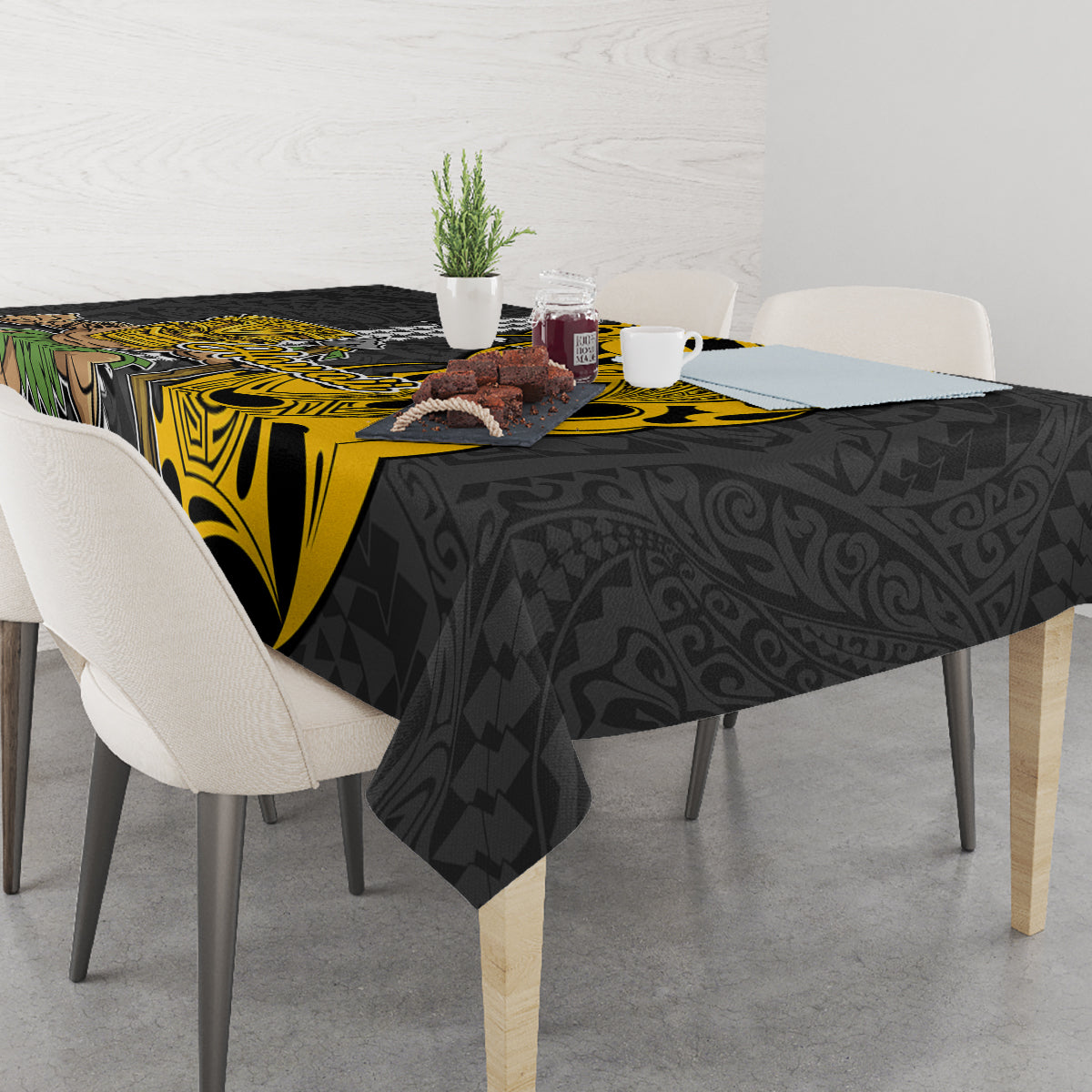 Hawaii Island Tablecloth Hawaiian Warrior and Kakau Symbols Abstract Tattoo LT03 - Polynesian Pride