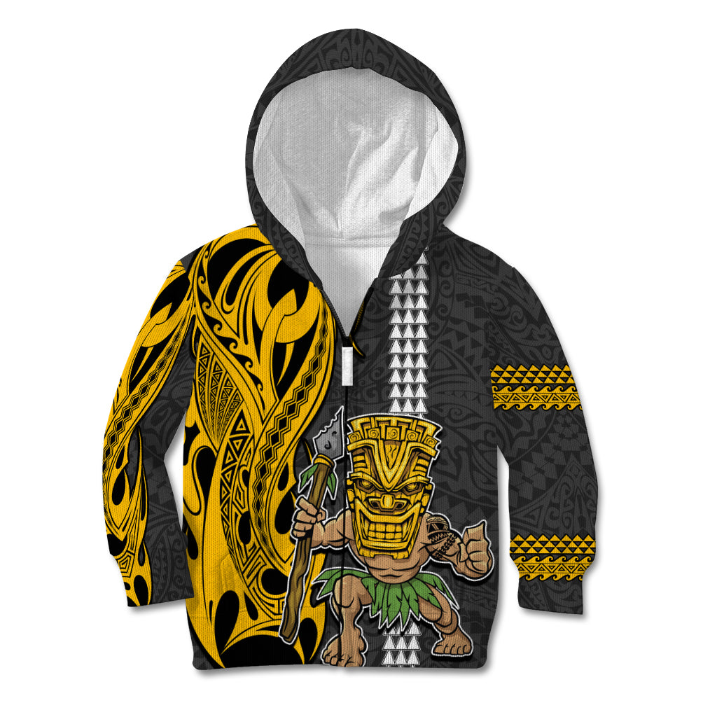 Custom Hawaii Island Kid Hoodie Hawaiian Warrior and Kakau Symbols Abstract Tattoo LT03 - Polynesian Pride