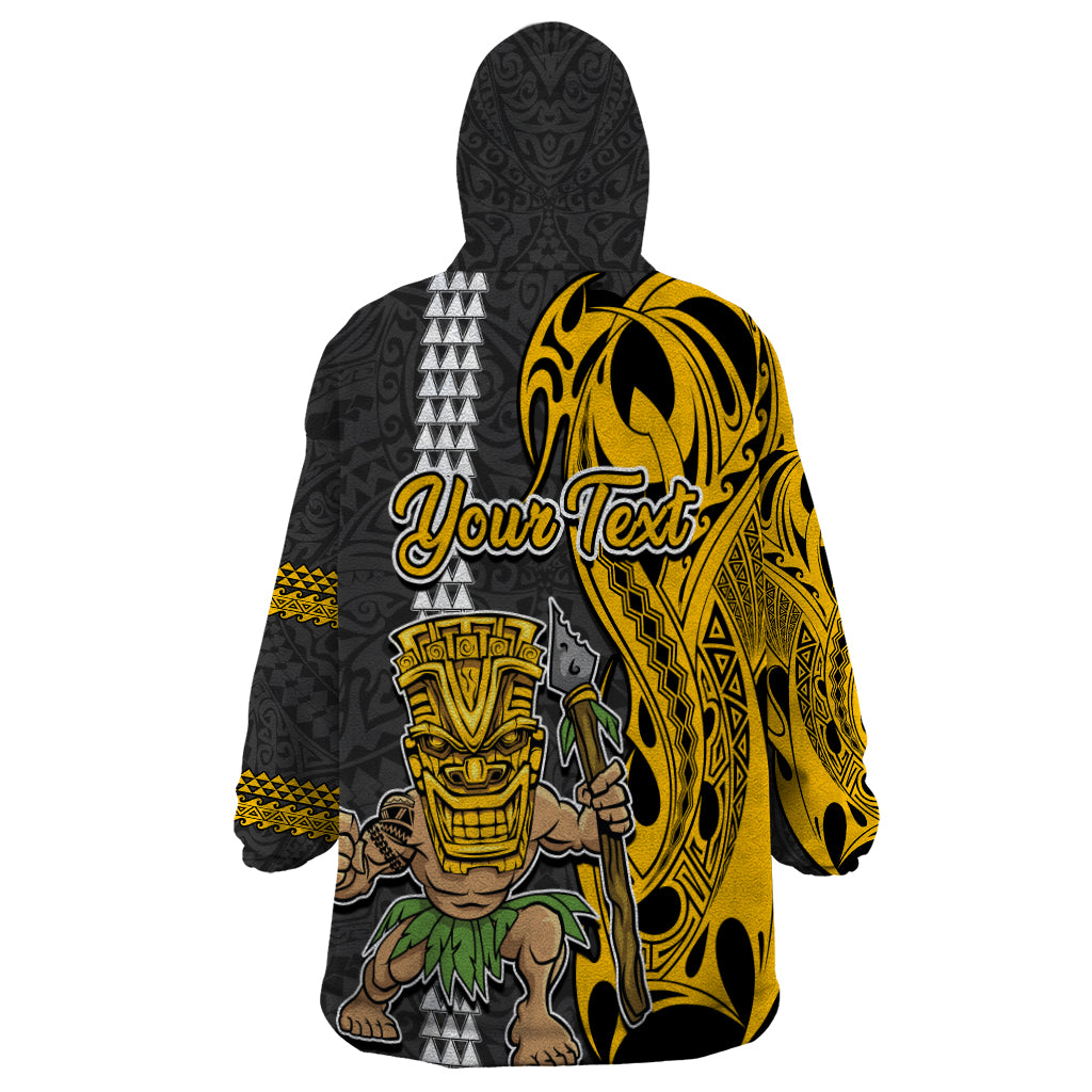 Custom Hawaii Island Wearable Blanket Hoodie Hawaiian Warrior and Kakau Symbols Abstract Tattoo LT03 - Polynesian Pride