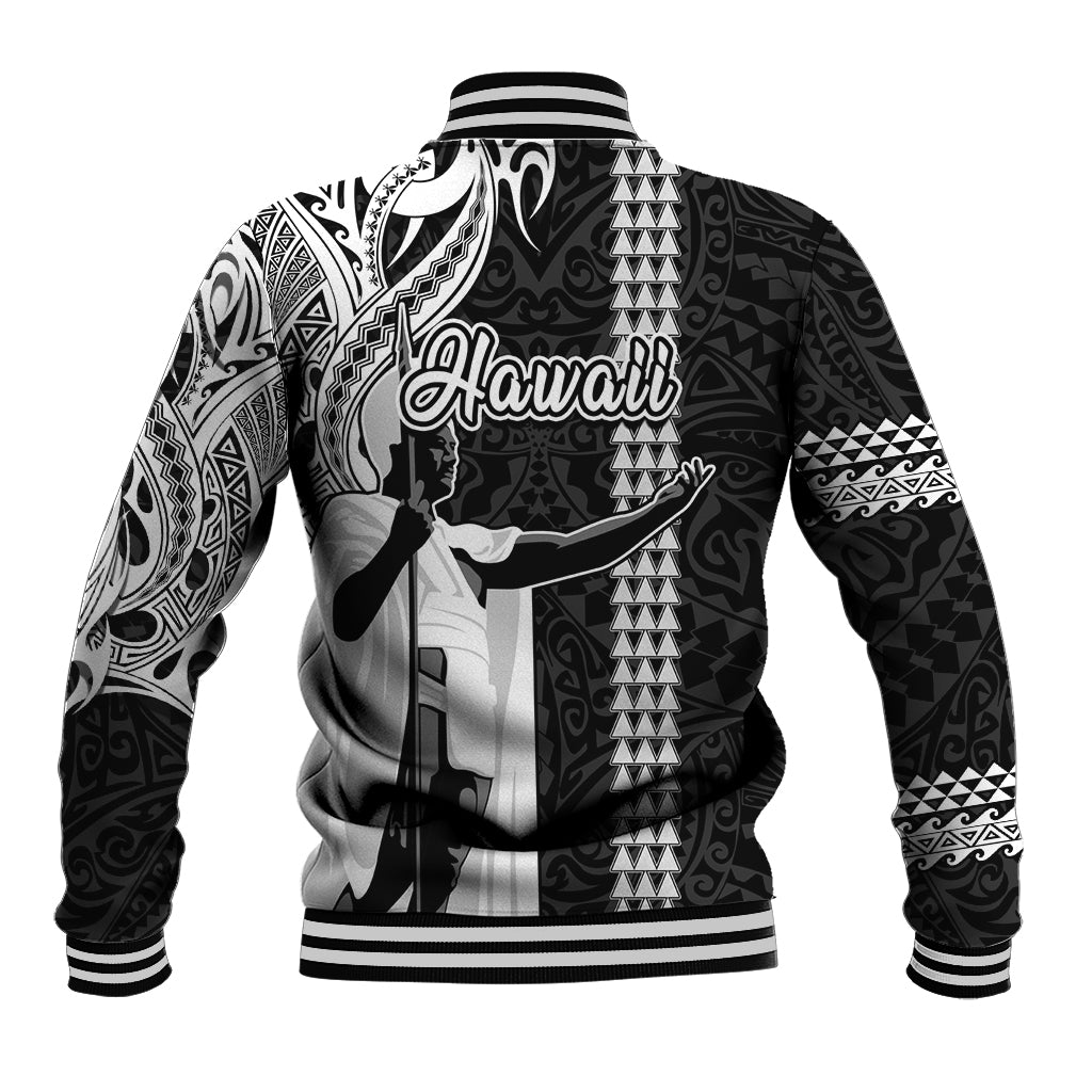 Hawaii Island Baseball Jacket Hawaiian King and Kakau Symbols Abstract Shoulder Tattoo LT03 - Polynesian Pride