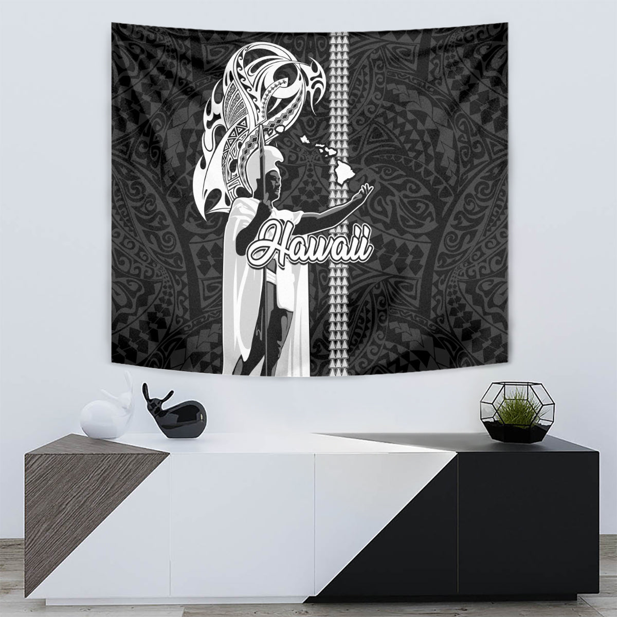 Hawaii Island Tapestry Hawaiian King and Kakau Symbols Abstract Shoulder Tattoo LT03 - Polynesian Pride