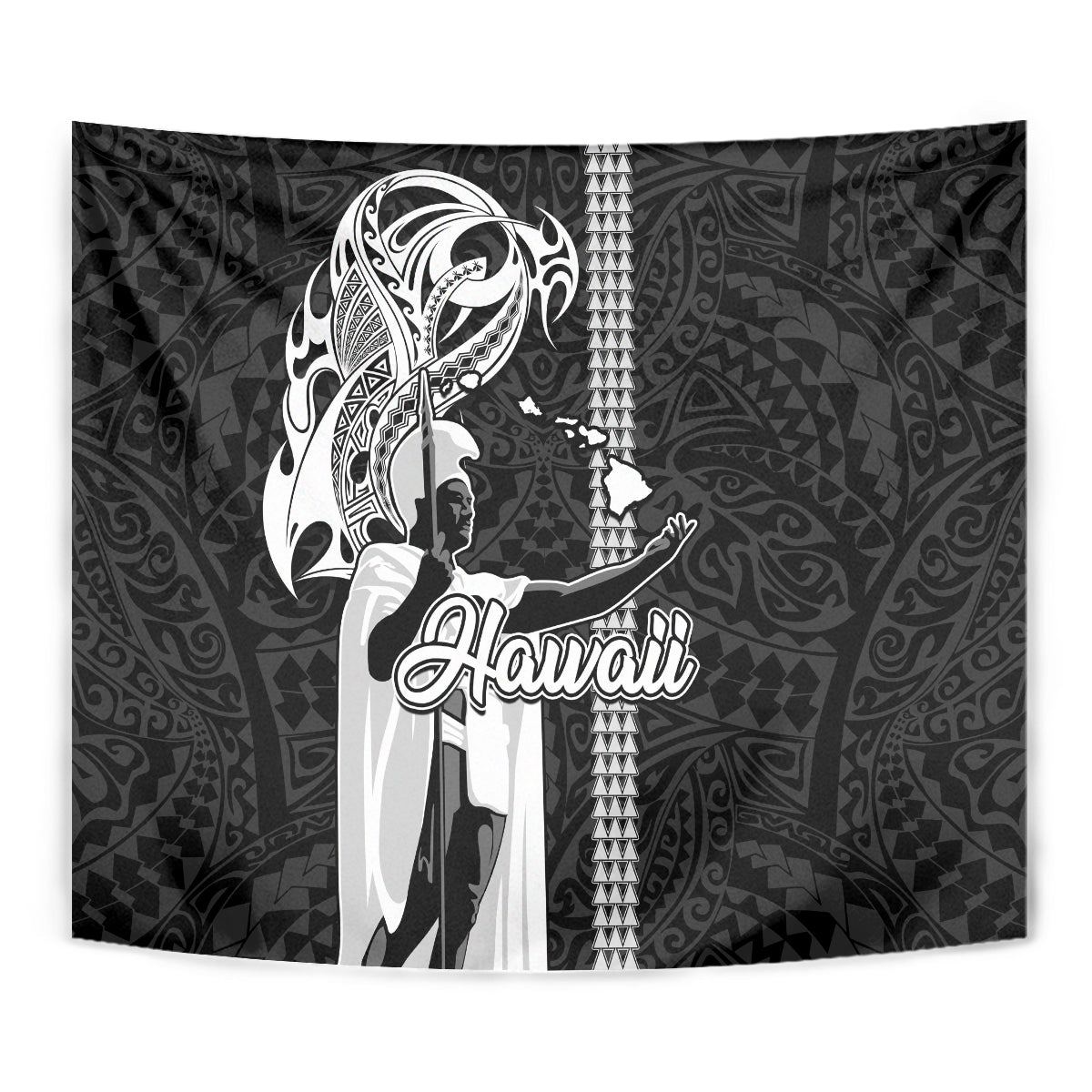 Hawaii Island Tapestry Hawaiian King and Kakau Symbols Abstract Shoulder Tattoo LT03 - Polynesian Pride
