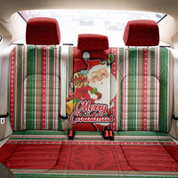 Kiribati Christmas Back Car Seat Cover Santa With Gift Bag Behind Ribbons Seamless Red Maori LT03 - Polynesian Pride