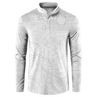 Samoan Traditional Tattoo 685 Button Sweatshirt Tribal Tatau DNA All-White LT03 White - Polynesian Pride