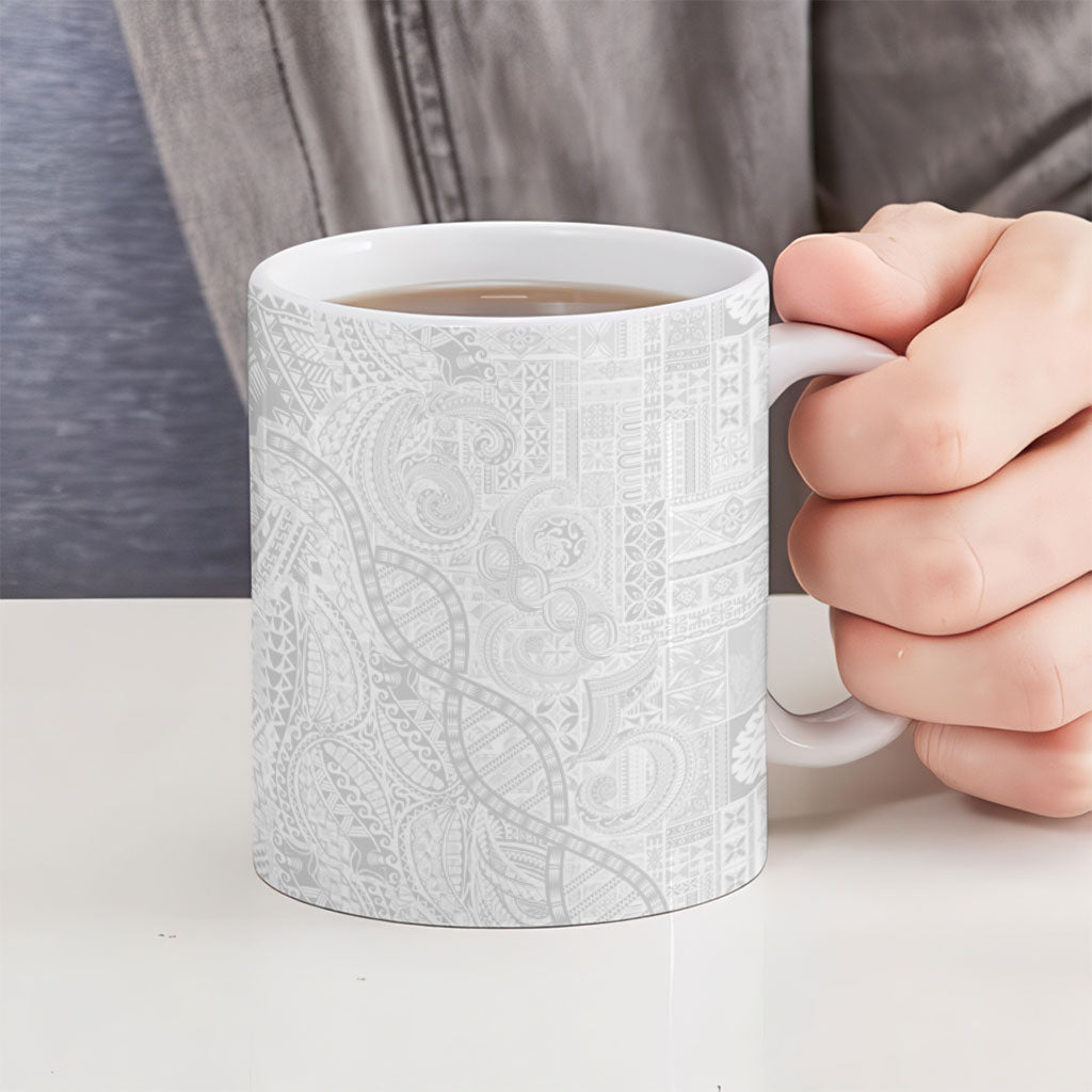 Samoan Traditional Tattoo 685 Ceramic Mug Tribal Tatau DNA All-White LT03 - Polynesian Pride