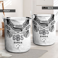 Super Samoa 685 Tribal Tattoo Laundry Basket Siapo Pattern White Edition LT03 - Polynesian Pride