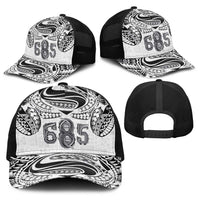 Super Samoa 685 Tribal Tattoo Baseball Net Cap Siapo Pattern White Edition LT03 - Polynesian Pride