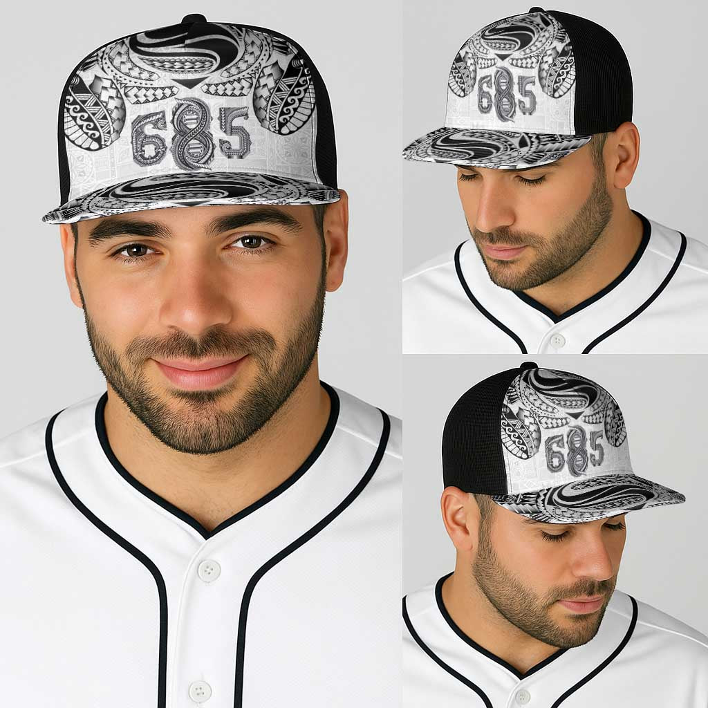 Super Samoa 685 Tribal Tattoo Baseball Net Cap Siapo Pattern White Edition LT03 - Polynesian Pride