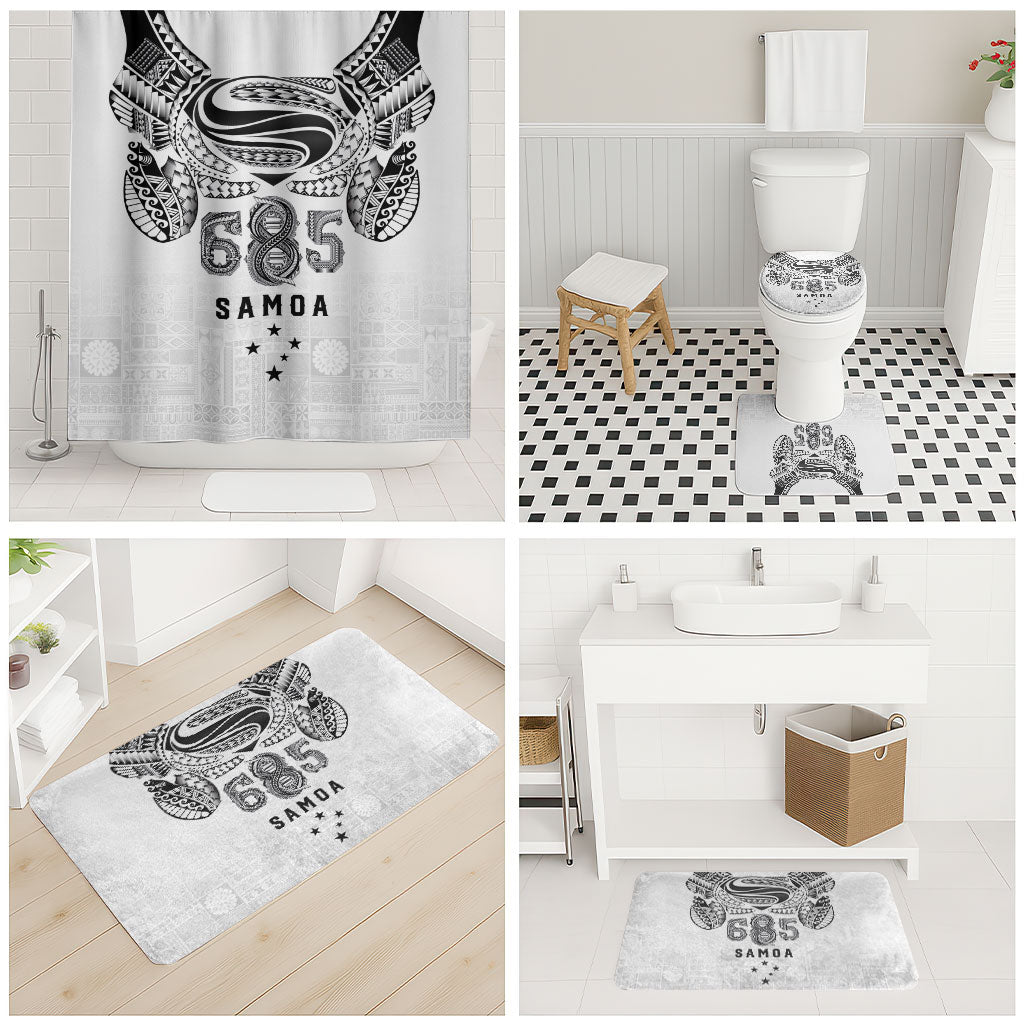 Super Samoa 685 Tribal Tattoo Bathroom Set Siapo Pattern White Edition LT03 - Polynesian Pride