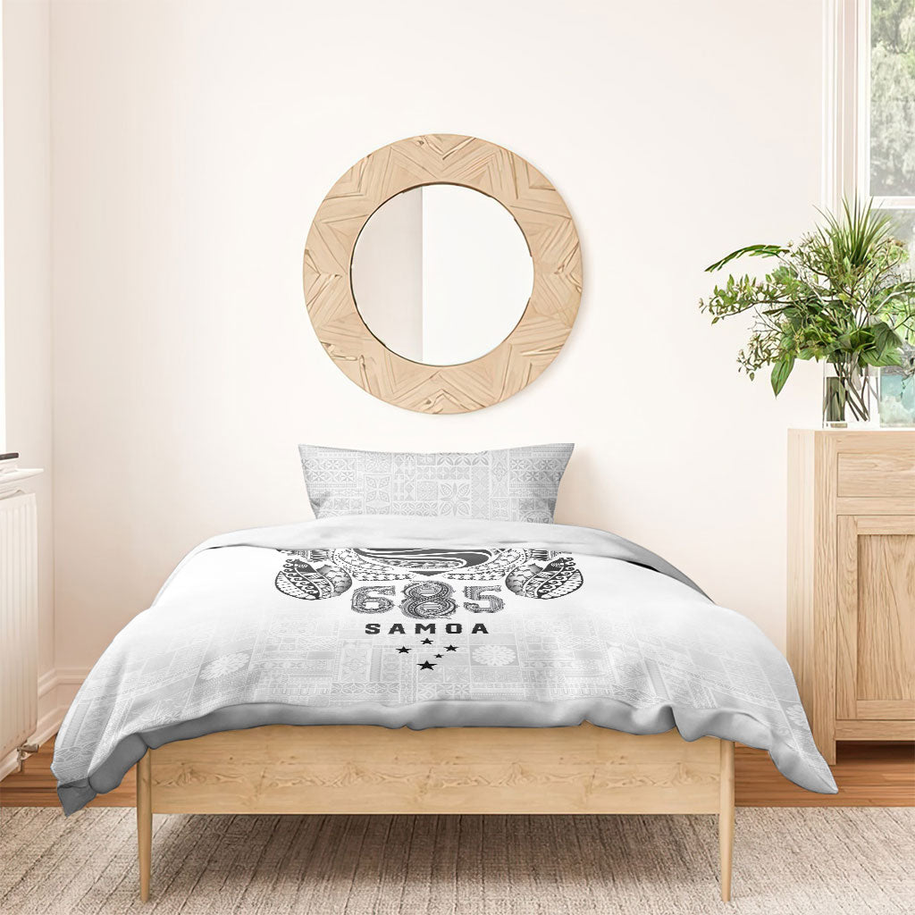 Super Samoa 685 Tribal Tattoo Bedding Set Siapo Pattern White Edition LT03 - Polynesian Pride