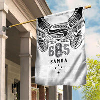 Super Samoa 685 Tribal Tattoo Garden Flag Siapo Pattern White Edition LT03 House Flag White - Polynesian Pride