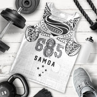 Super Samoa 685 Tribal Tattoo Men Tank Top Siapo Pattern White Edition LT03 - Polynesian Pride