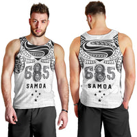 Super Samoa 685 Tribal Tattoo Men Tank Top Siapo Pattern White Edition LT03 - Polynesian Pride