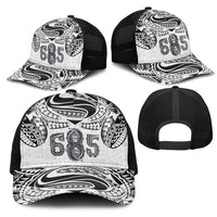 Super Samoa 685 Tribal Tattoo Mesh Trucker Cap Siapo Pattern White Edition LT03 - Polynesian Pride