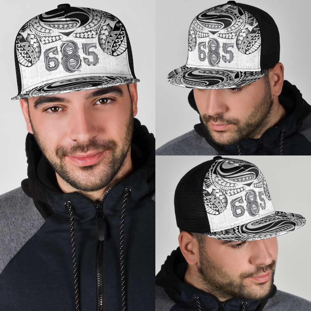 Super Samoa 685 Tribal Tattoo Mesh Trucker Cap Siapo Pattern White Edition LT03 - Polynesian Pride
