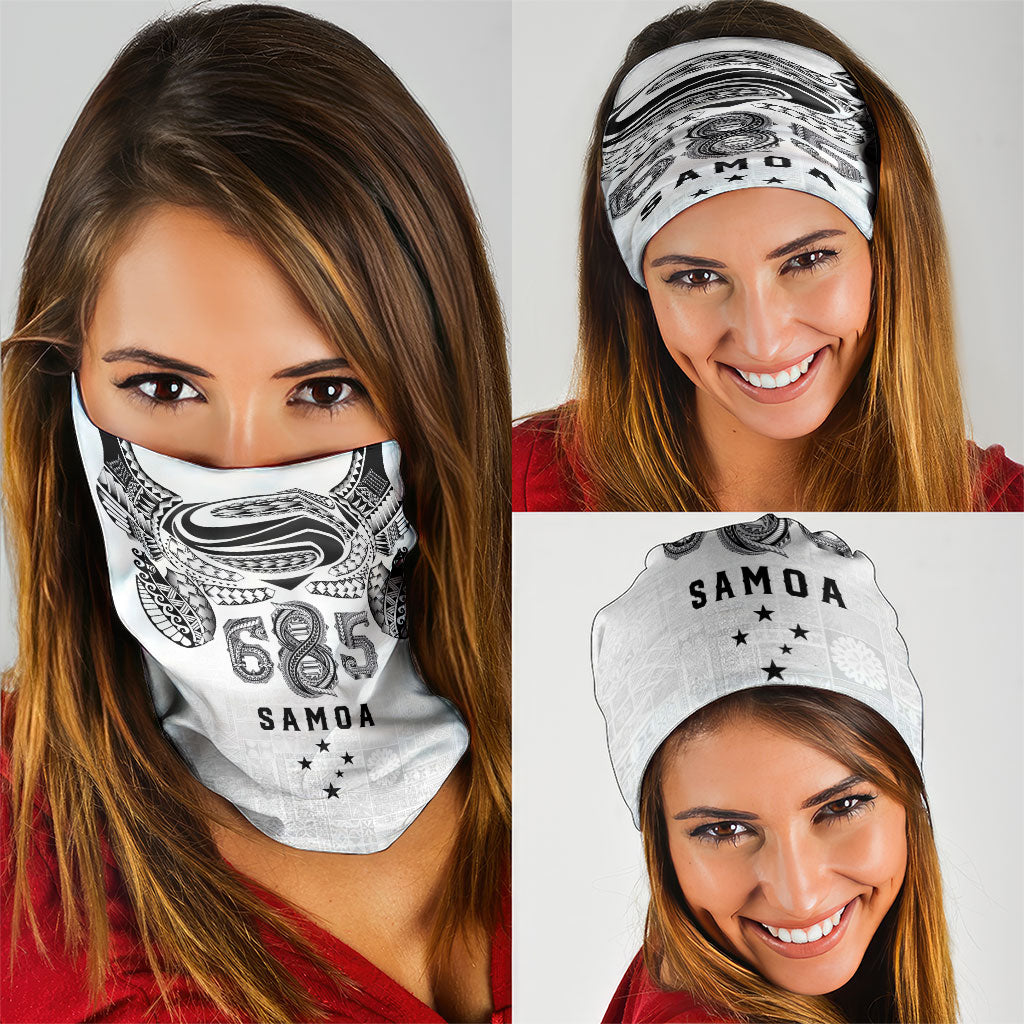 Super Samoa 685 Tribal Tattoo Neck Gaiter Siapo Pattern White Edition LT03 - Polynesian Pride