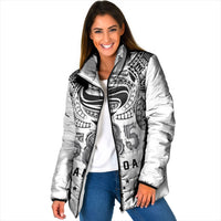 Super Samoa 685 Tribal Tattoo Padded Jacket Siapo Pattern White Edition LT03 Women White - Polynesian Pride