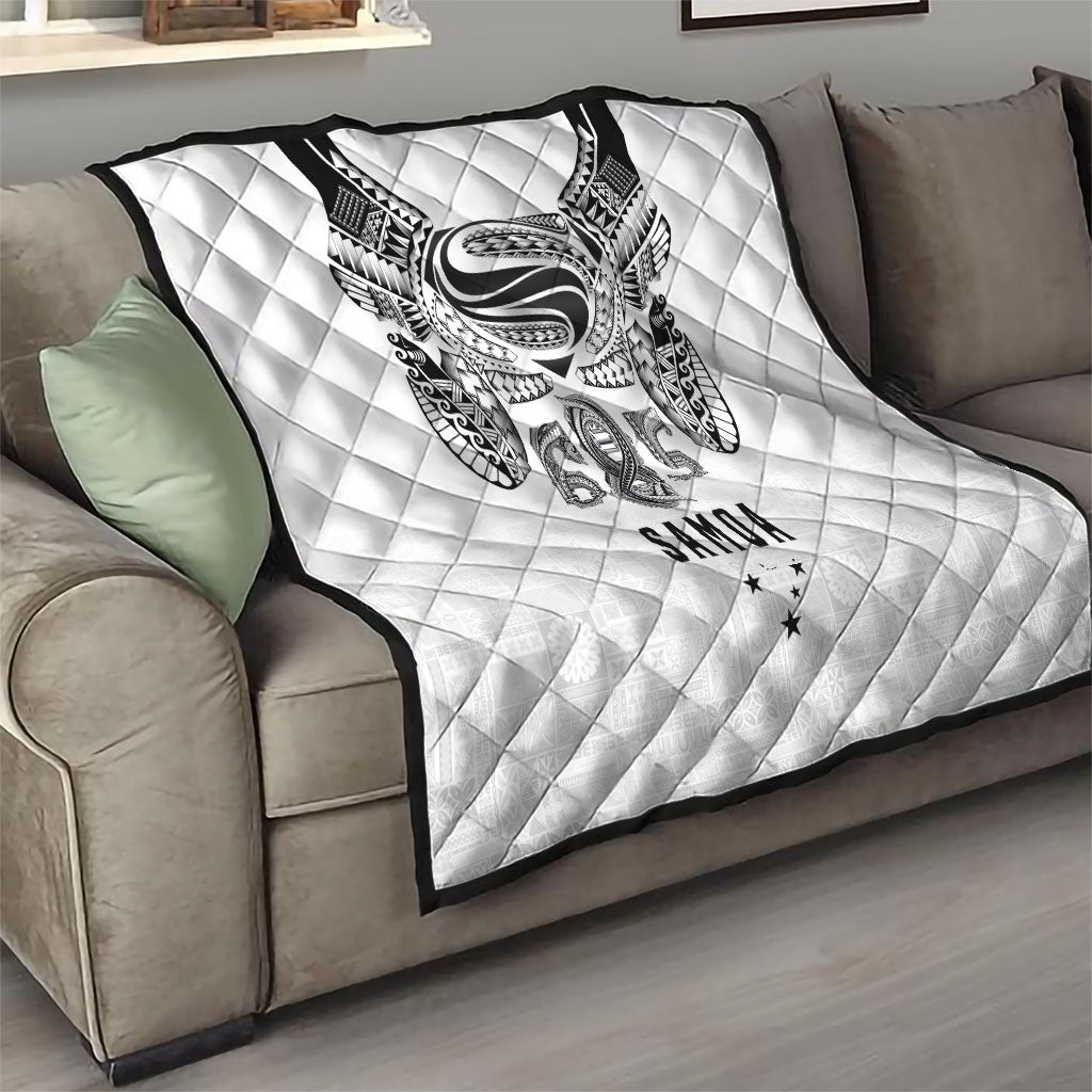Super Samoa 685 Tribal Tattoo Quilt Siapo Pattern White Edition LT03 - Polynesian Pride