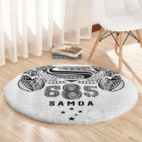 Super Samoa 685 Tribal Tattoo Round Carpet Siapo Pattern White Edition LT03 - Polynesian Pride