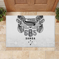 Super Samoa 685 Tribal Tattoo Rubber Doormat Siapo Pattern White Edition LT03 White - Polynesian Pride