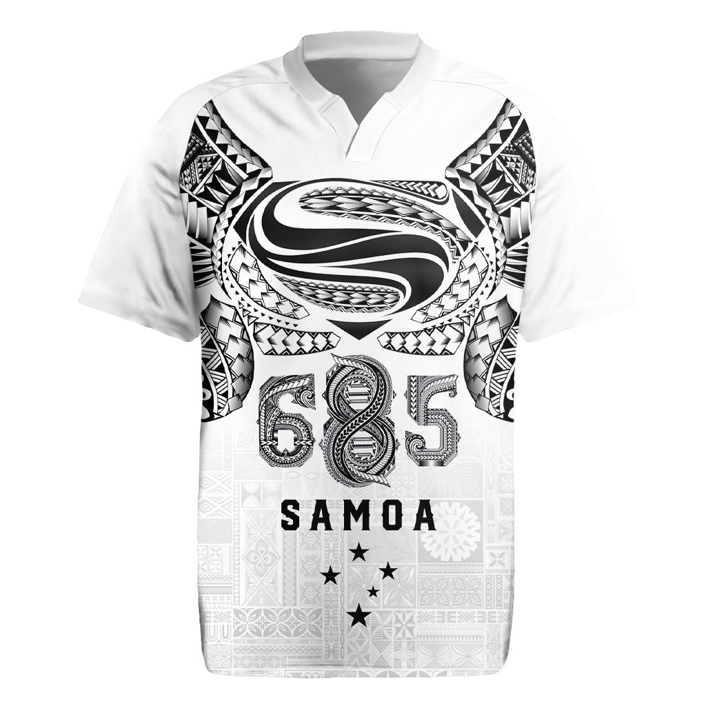 Super Samoa 685 Tribal Tattoo Rugby Jersey Siapo Pattern White Edition LT03 White - Polynesian Pride