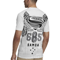 Super Samoa 685 Tribal Tattoo Rugby Jersey Siapo Pattern White Edition LT03 - Polynesian Pride