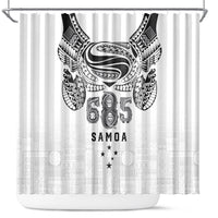 Super Samoa 685 Tribal Tattoo Shower Curtain Siapo Pattern White Edition LT03 White - Polynesian Pride